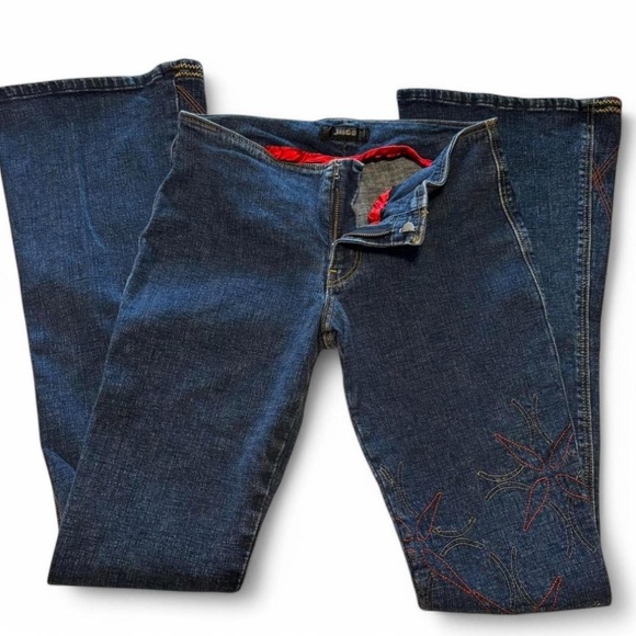 VTG y2k JNCO Flare Jeans Sz 5 Low Rise Star Embroidered Retro Rave Denim USA - Picture 5 of 10
